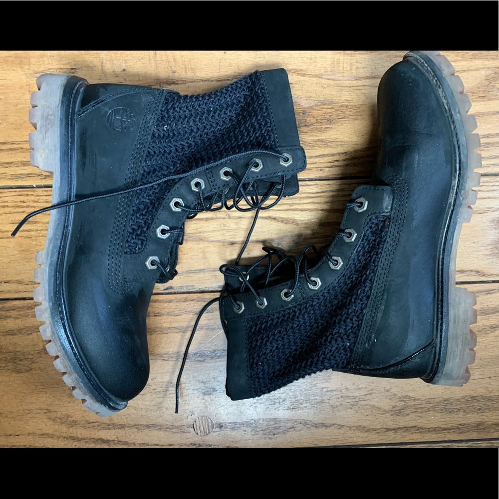Black Timberland Crocheted Boots  Size 8